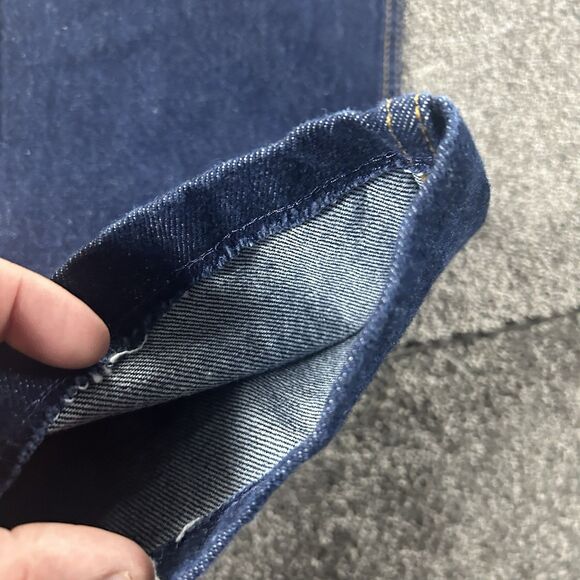 Levis 505 Jeans Mens 38x25 Hemmed Blue Denim Regular Fit Straight Leg Dark - Picture 4 of 16